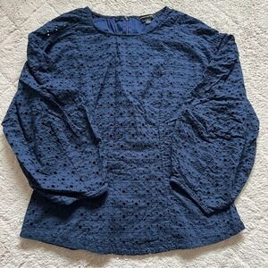 Banana Republic Cotton Eyelet Blouse Preppy Minimalist Cottage Capsule Size S‎